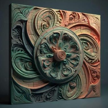 Patterns and decorations colour 2 3d model